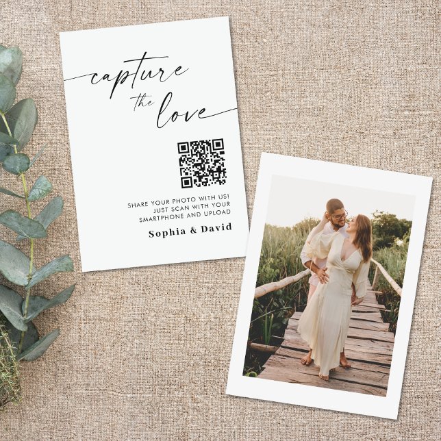 Carte D'accompagnement Mariage de script moderne Photos Capturer l'amour  (Créateur téléchargé)
