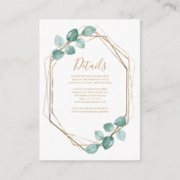 Carte D'accompagnement Mariage de script or Eucalyptus moderne