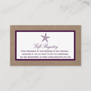 Carte D'accompagnement Mariage de Starfish Burlap Beach Choisissez votr