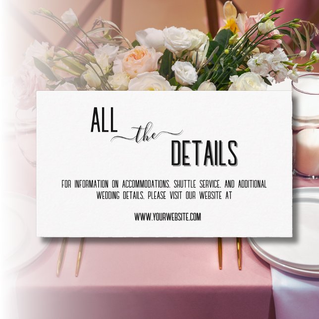 Carte D'accompagnement Mariage de texte personnalisé noir moderne et élég (Créateur téléchargé)