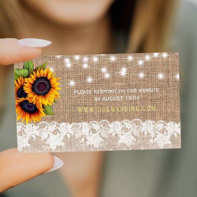 Carte D'accompagnement Mariage de tournesol de pays burlap site RSVP (Créateur téléchargé)