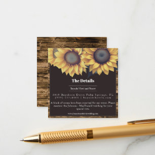 Carte D'accompagnement Mariage de tournesol rustique