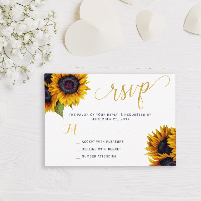 Carte D'accompagnement Mariage de tournesol rustique élégant RSVP (Créateur téléchargé)
