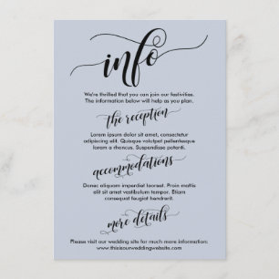 Carte D'accompagnement Mariage de typographie simple Info Lumière Dusty B