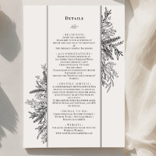Carte D'accompagnement Mariage de verdure blanche et noire Détails du mon