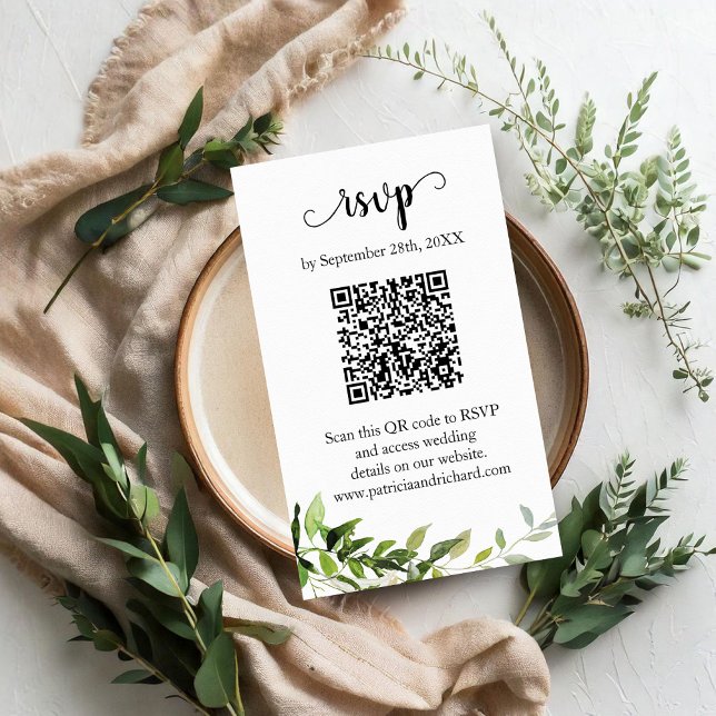 Carte D'accompagnement Mariage de verdure QR en ligne RSVP (Créateur téléchargé)
