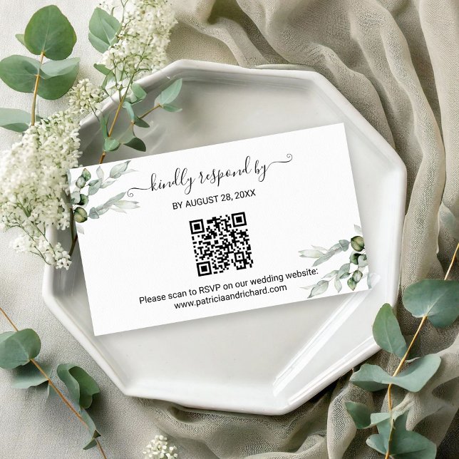 Carte D'accompagnement Mariage de verdure QR en ligne RSVP (Créateur téléchargé)