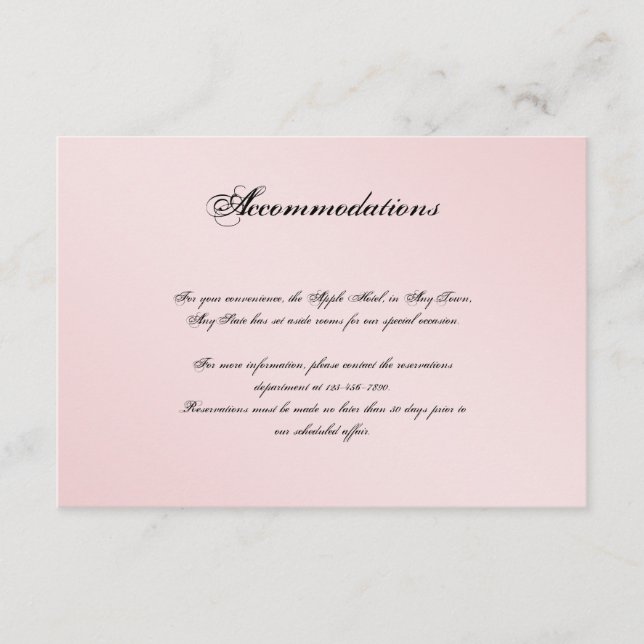 Carte D'accompagnement Mariage d'élégance rose vif Insertion (Devant)