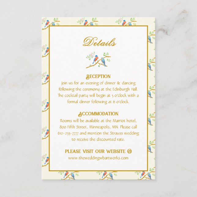 Carte D'accompagnement Mariage des merles bleus (Devant)
