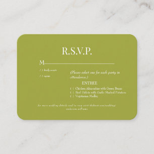 Carte D'accompagnement Mariage des options de dîner à l'olive arrondi