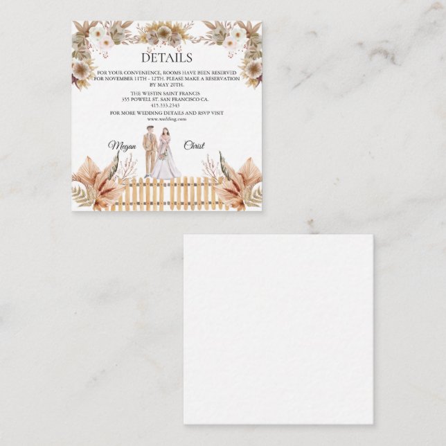 Carte D'accompagnement Mariage d'été aux fleurs élégantes (Devant / Derrière)