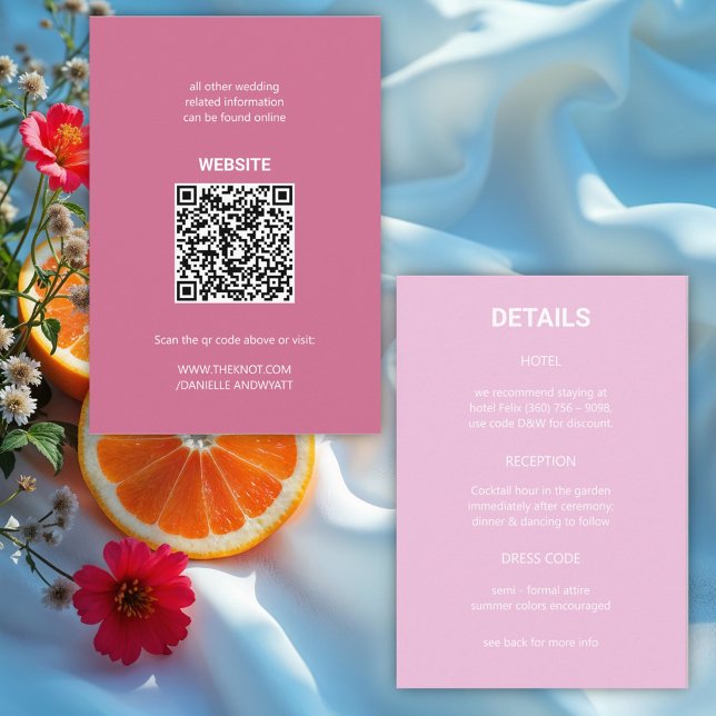 Carte D'accompagnement Mariage d'été italien moderne détails code QR (Créateur téléchargé)