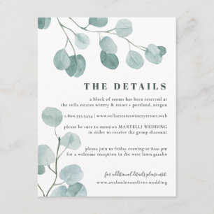 Carte D'accompagnement Mariage d'eucalyptus en argent