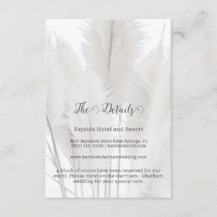 Carte D'accompagnement Mariage d'herbe Boho Pampas