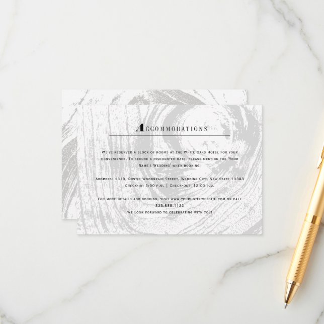 Carte D'accompagnement Mariage d'hiver au bois rustique classique blanc (Devant/Arrière en situation)