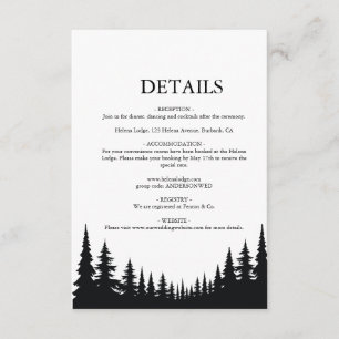 Carte D'accompagnement Mariage d'hiver aux pins noirs et blancs