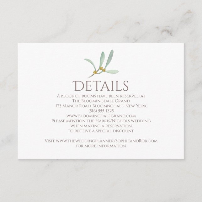 Carte D'accompagnement Mariage d'hiver de Mistletoe givré (Devant)