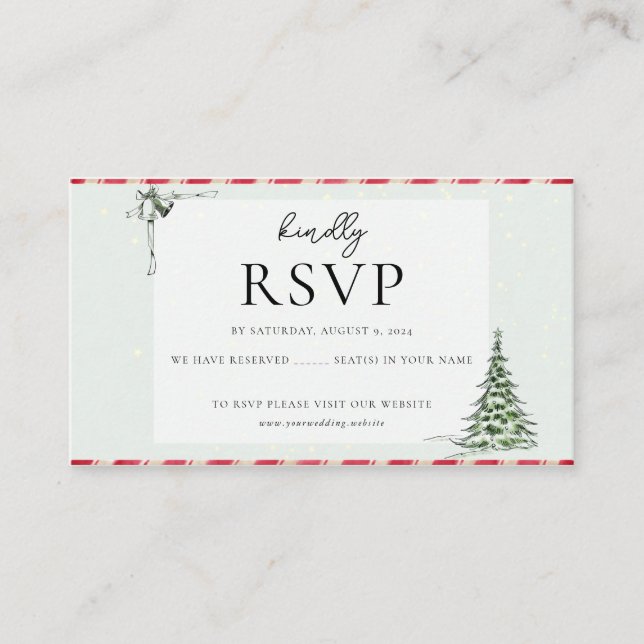 Carte D'accompagnement Mariage d'hiver de Noël élégant RSVP (Devant)