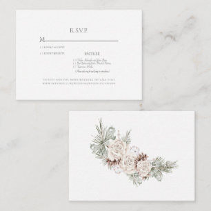 Carte D'accompagnement Mariage d'hiver Pine Cône Mariage RSVP Enclôture