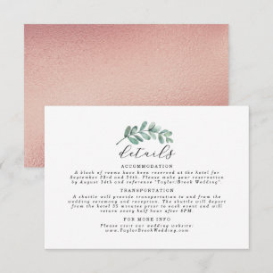 Carte D'accompagnement Mariage d'huile d'or Eucalyptus Rose géométrique
