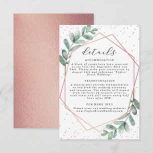 Carte D'accompagnement Mariage d'huile d'or Eucalyptus Rose géométrique