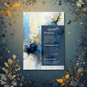 Carte D'accompagnement mariage d'illustration Abstrait Blue & Gold Ink