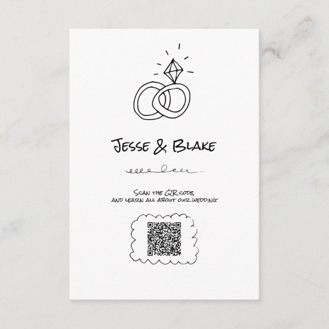 Carte D'accompagnement Mariage d'illustrations de Doodle en noir et blanc (Devant)