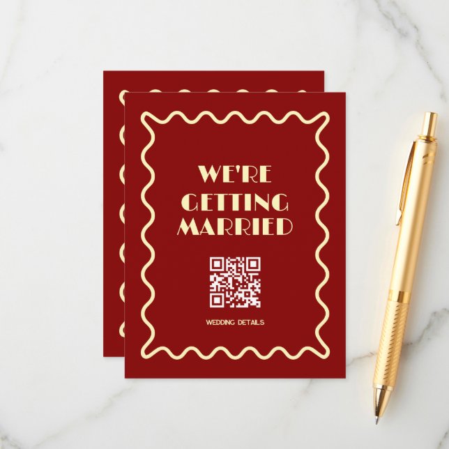 Carte D'accompagnement mariage Doodle Capriceuse Rétro Élégant  (Devant/Arrière en situation)