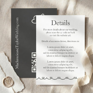 Carte D'accompagnement Mariage Doodles Fantaisistes Gris et Blanc