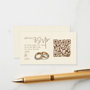 Carte D'accompagnement Mariage d'or illustration RSVP QR Code