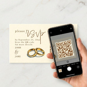 Carte D'accompagnement Mariage d'or illustration RSVP QR Code