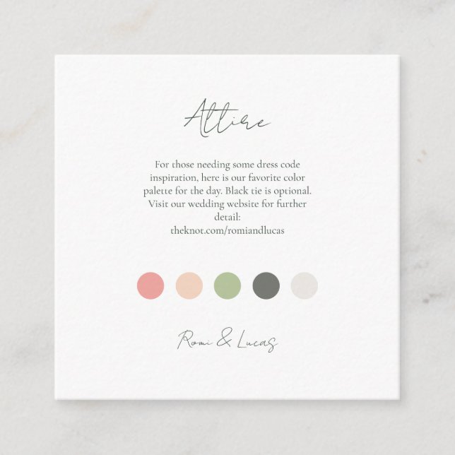 Carte D'accompagnement Mariage Dot Couleur Été Code Robe Enclos (Devant)