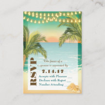 Mariage du coucher de soleil sur la plage RSVP