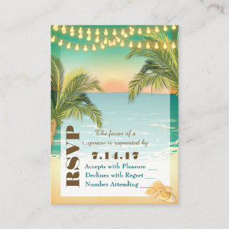 Carte D'accompagnement Mariage du coucher de soleil sur la plage RSVP