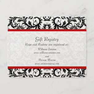 Carte D'accompagnement Mariage du registre de triage rouge floral noir et
