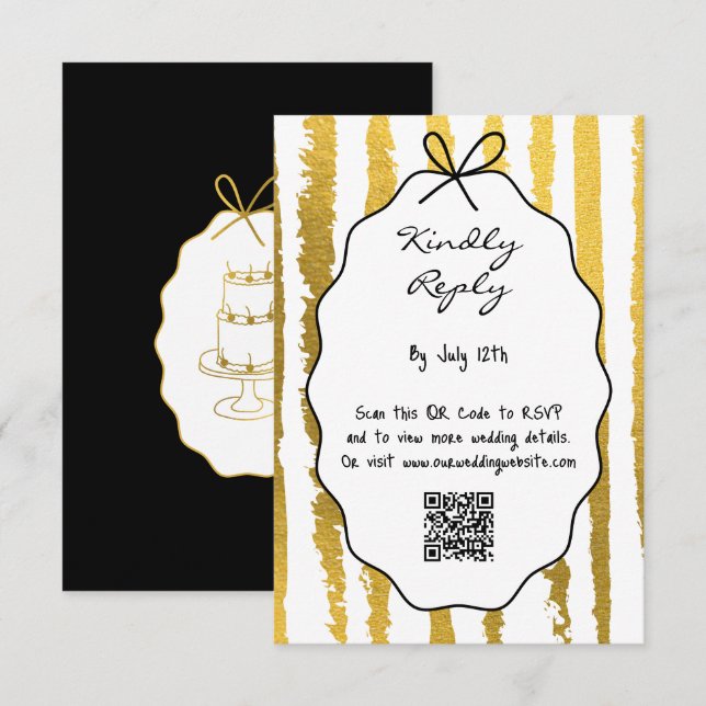 Carte D'accompagnement Mariage écrit main avec des rayures fantaisistes  (Devant / Derrière)