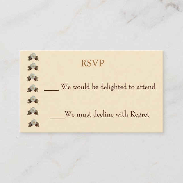 Carte D'accompagnement Mariage Ecru vintage RSVP (Devant)