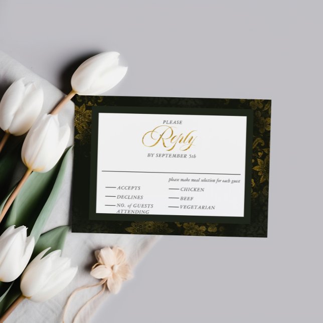 Carte D'accompagnement Mariage élégant à la calligraphie florale verte et (Créateur téléchargé)