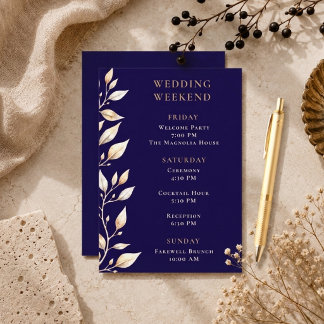 Carte D'accompagnement Mariage élégant avec bordure botanique marine