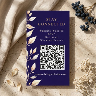 Carte D'accompagnement Mariage Élégant avec Bordure Botanique Navy