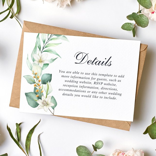 Carte D'accompagnement Mariage Élégant avec Feuillage de Eucalyptus (Créateur téléchargé)