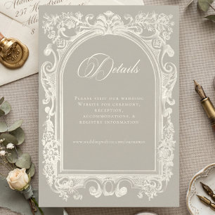 Carte D'accompagnement Mariage Élégant Baroque Vintage Neutre Crème