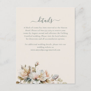 Carte D'accompagnement Mariage Élégant Bohème Vintage Floral Fleur Sauvag