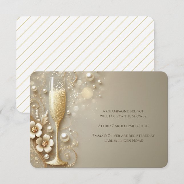 Carte D'accompagnement Mariage élégant Champagne & Perle (Devant / Derrière)