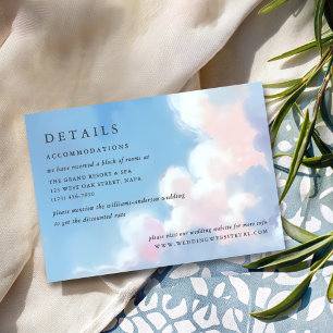 Carte D'accompagnement Mariage Élégant Ciel Bleu Peint Nuages Roses Gonfl