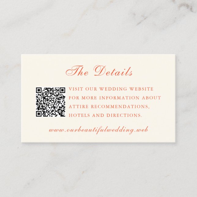Carte D'accompagnement Mariage Élégant Classique Moderne Terracotta (Devant)