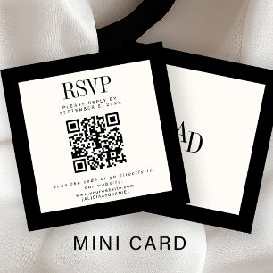 Carte D'accompagnement Mariage élégant classique noir ivoire QR RSVP