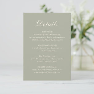 Carte D'accompagnement Mariage élégant classique vert émoussé