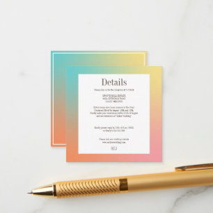 Carte D'accompagnement Mariage élégant, coloré et rétro