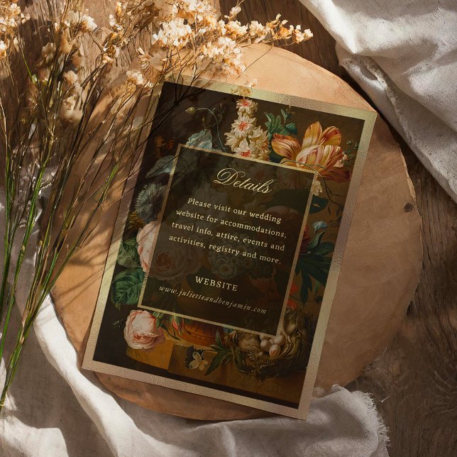 Carte D'accompagnement Mariage Élégant de Fleurs d'Art Fin (Créateur téléchargé)